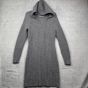 Gray Hooded Cable-Knit Sweater Dress - Brand